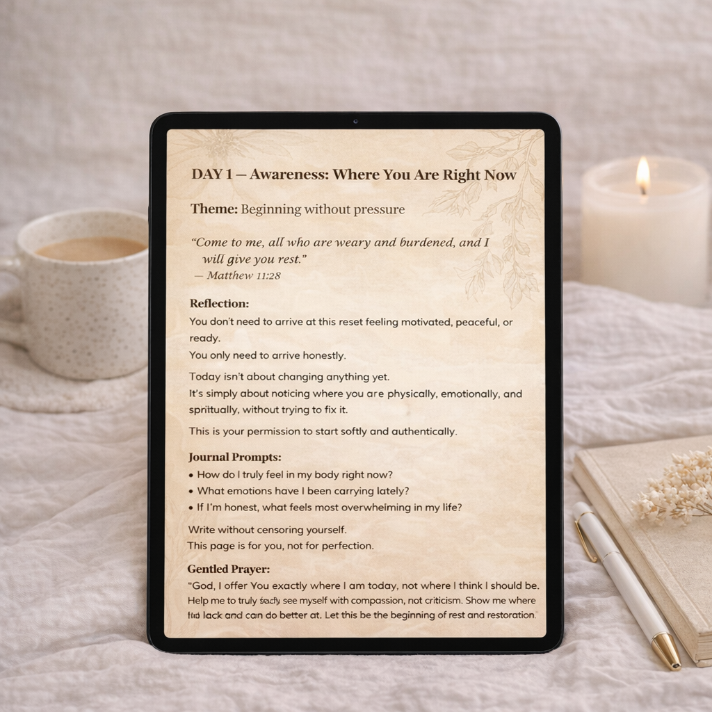 The Restored Reset — 21-Day Faith-based Burnout Recovery & Reflection Guide (Digital Download)