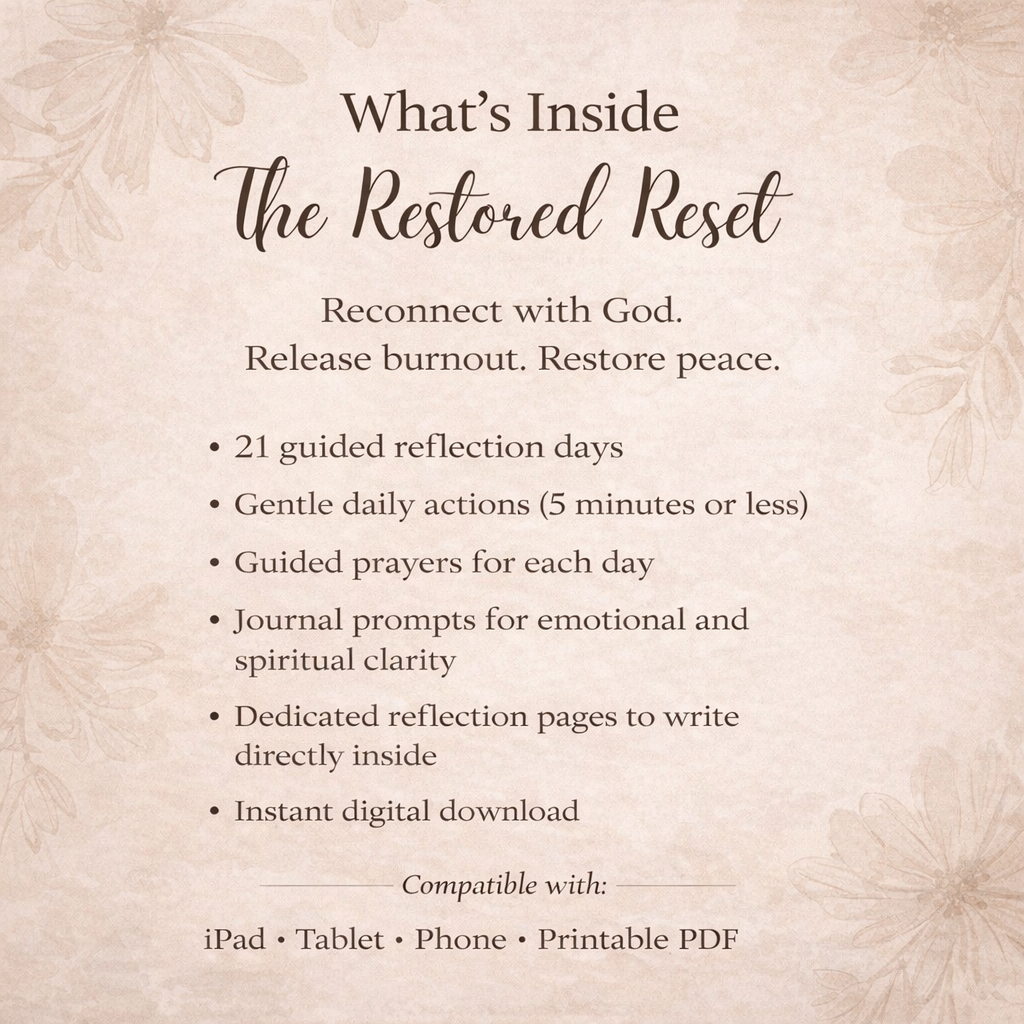 The Restored Reset — 21-Day Faith-based Burnout Recovery & Reflection Guide (Digital Download)